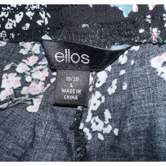 Ellos Women’s Floral Print Pants Size L 18/20 Black/Red - Picture 2 of 2